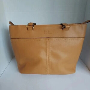 Nicole Miller‎ Tan 100% PVC Large Top Handle Bag with gold studs